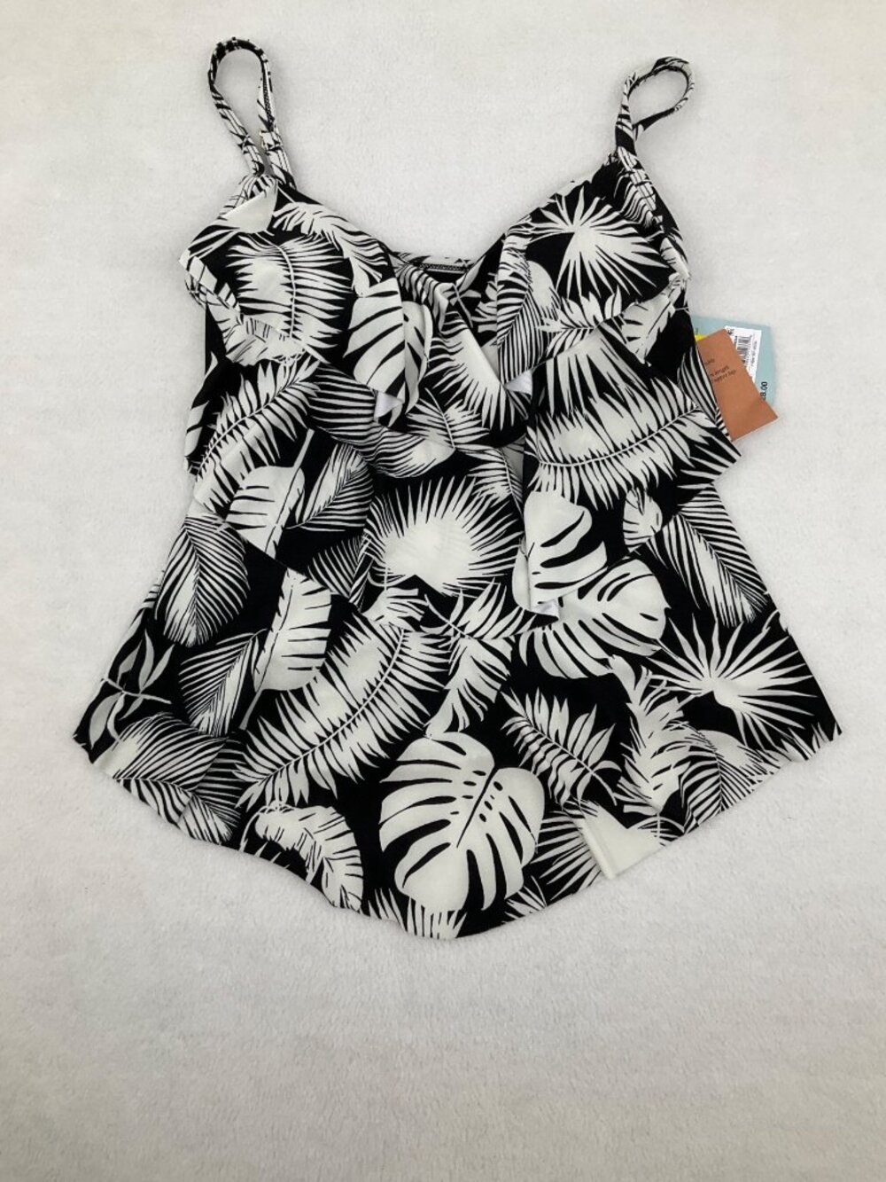 Shade & Shore size XS 0-2 Black & White Tropical Print Swim Tankini Top NEW - Picture 2 of 9